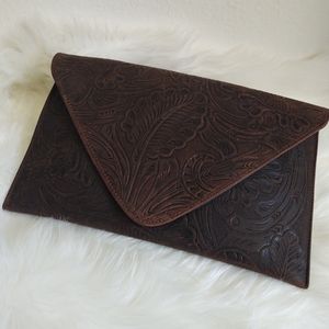 Dark brown leather purse / wristlet